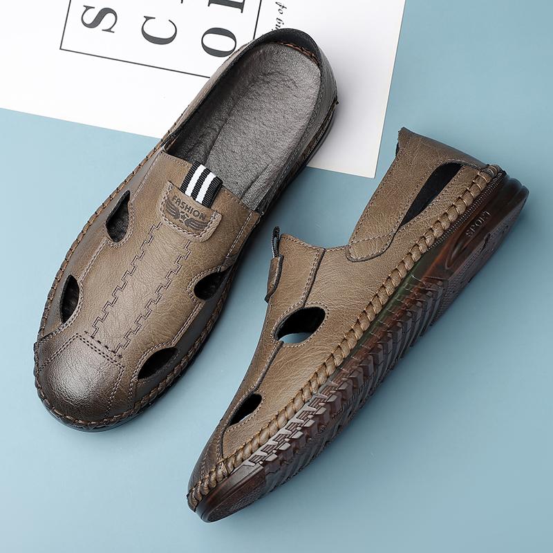 Fashion Spring Autumn Men's Leather Casual Shoes High-quality Handmade Soles Men's Sandals Soft Soles Comfortable Park Walking Shoes