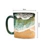 Yousheng Paw Print Ocean Shoreline Mug Ceramic Coffee Cup Handmade Waves Pattern Tea Mug 11oz/15oz Sea Foam Claw Drinking Mug Beach Souvenir Gift