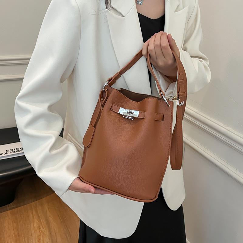 Eimertasche Damen Verschluss Achseltasche Frühling und Sommer neu einfach Mode lässig Schulter Umhängetasche