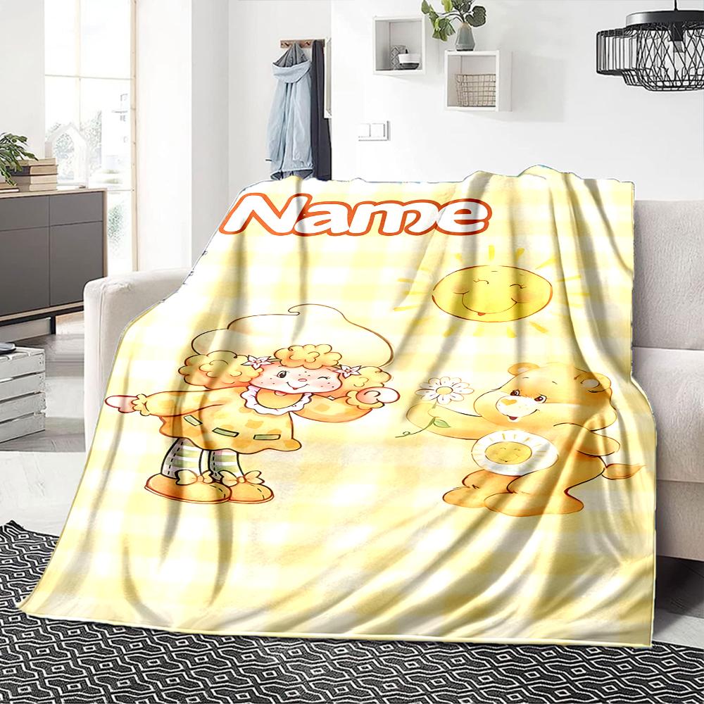 Manta de Fiesta Aventura en el Jardín de Tarta de Fresa con Nombre Personalizado Para Sofá Cama Manta de Felpa Acogedora Suave y Esponjosa Mantas Súper Suaves y Cálidas Para Otoño e Invierno 09