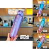 Large Capacity Gradient Color Plastic Water Bottle With Straw For Outdoor Sports