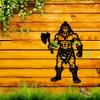2D Barbarian Warrior Metal Wall Art, Nordic Iron Sculpture for Game Room, Living Room Decor, Man Cave, Office, Bar, Gym Battle Theme