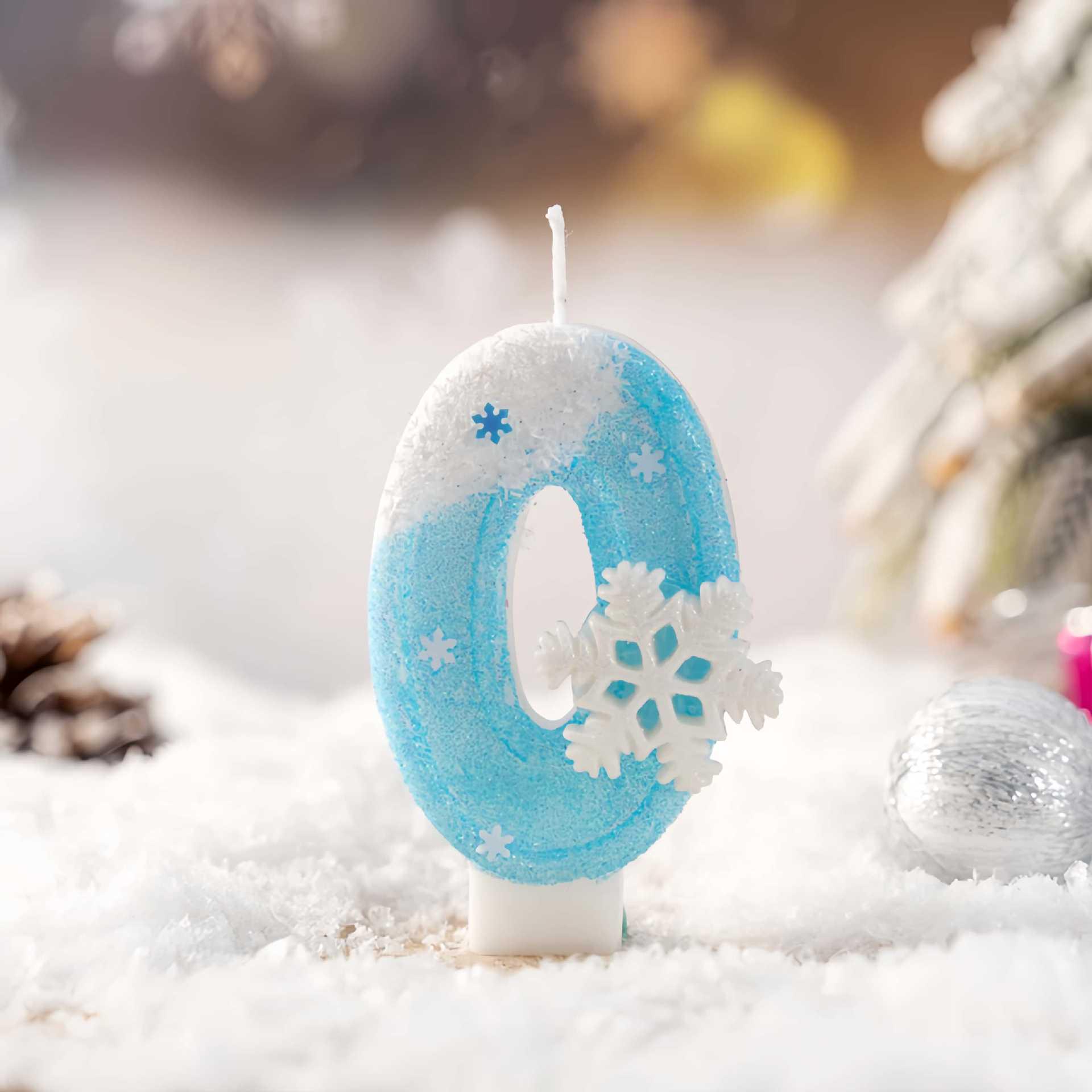 Snowflake Number Birthday Candles for Cake Party Decoration - Handmade for First Birthday