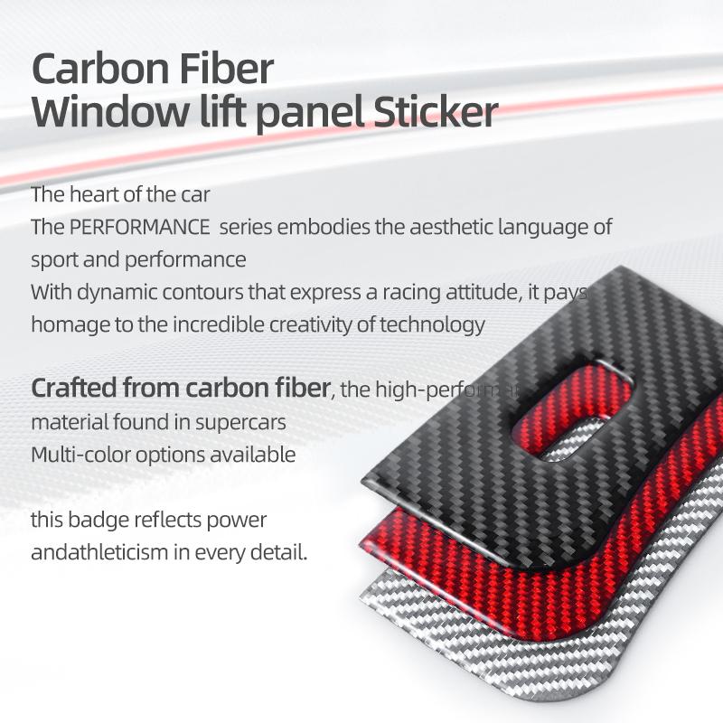 For Tesla 2019- Model 3 Highland Model Y Juniper Carbon Fiber Window Lift Panel Trim Sticker Car Interior Tuning Accessories