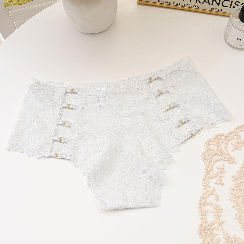 12 Color Women's Panties Underwear Sexy Hollow Middle Waist Briefs Lace Flower Breathable Underpants Europe Plus Size Lingerie
