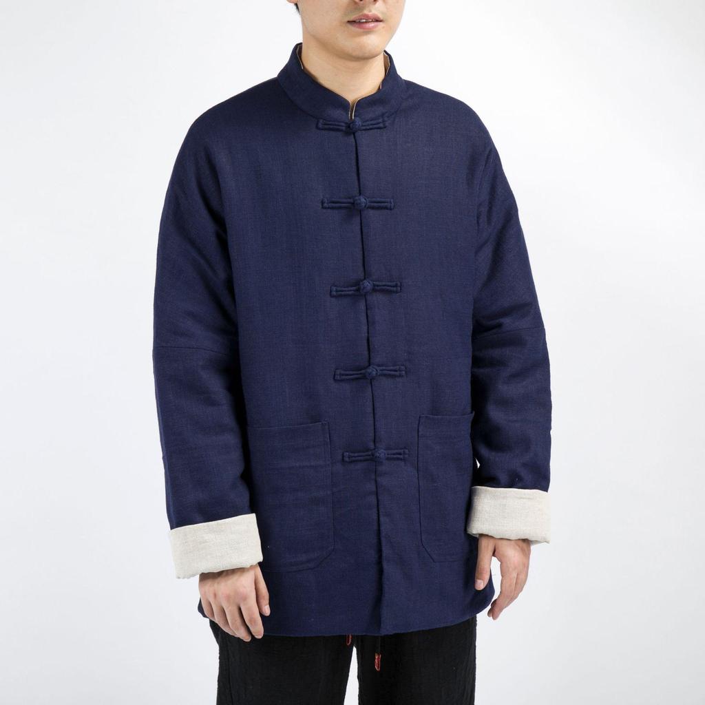 Men's Chinese Style Tang Suit: Cotton & Linen Retro Hanfu Jacket with Frog Buttons
