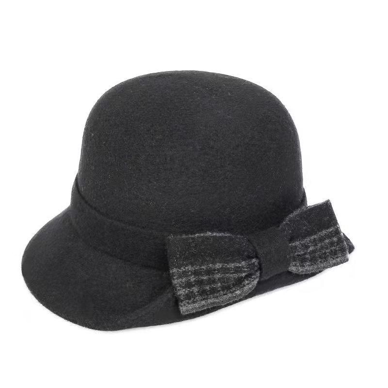 Miyu Sifei Women's Winter Wool Fluffy Checkered Foldable Fisherman Hat