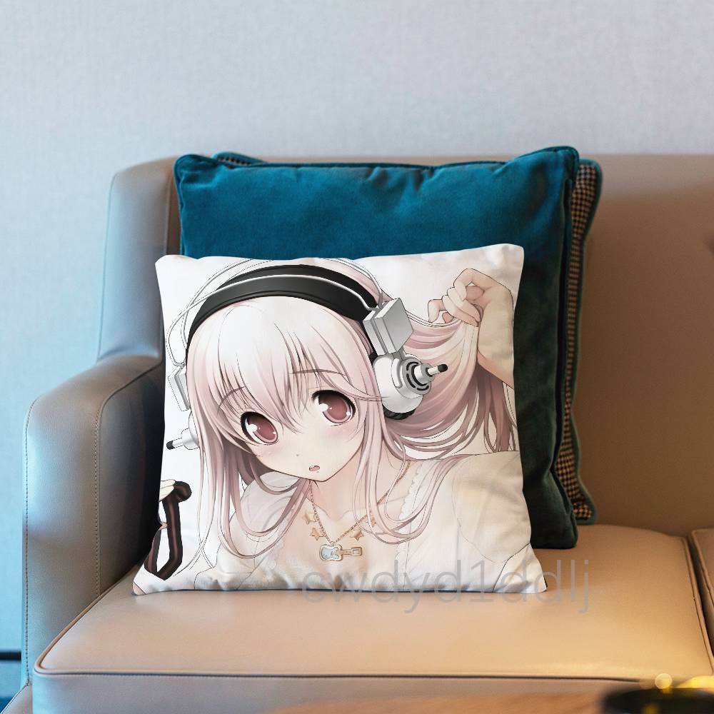 SSuper Sonico Anime Kissenbezug Kurzer Plüsch Sofa Dekorative Geschenk Home Doppelseitiger Druck Kissen