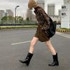 Black New Autumn and Winter Retro Medium Tube Knight Short Boots Women's Niche Thick Heel Western Boots