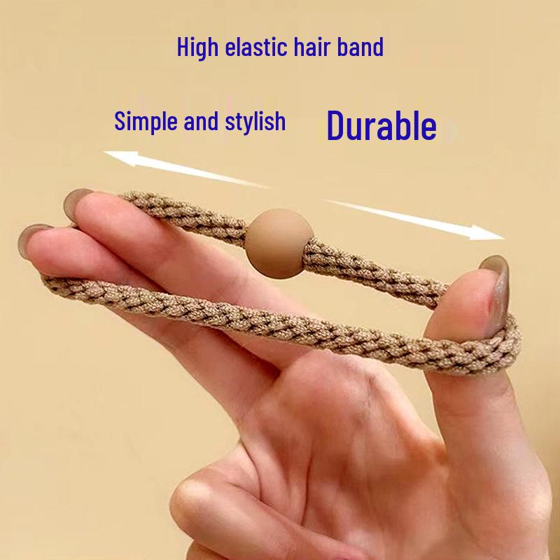 High Elastic Korean Style Hair Ties with Round Beads - Durable, Thickened Rubber Band Hair Accessories for Women