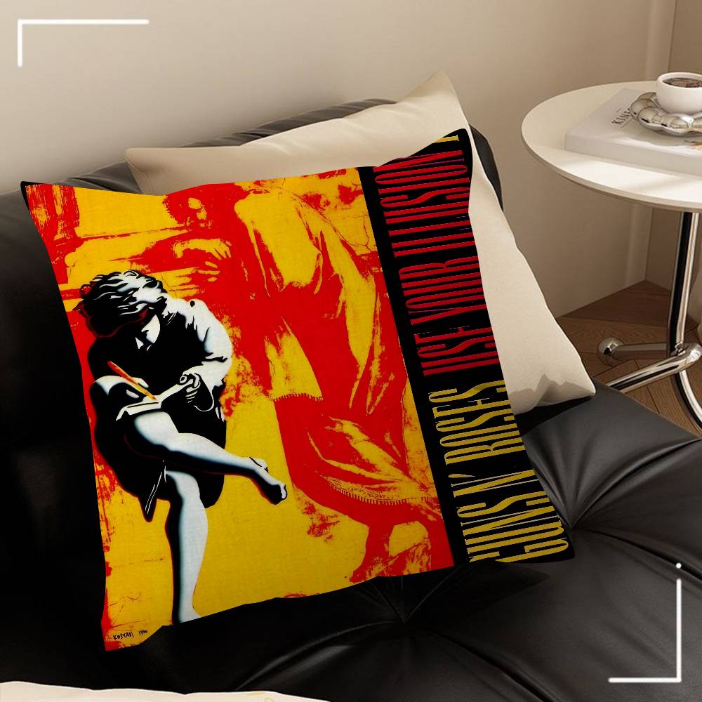 Rock Music Band G-Guns N Roses Decorative Room Aesthetics Pillow Case Home Decor Bedroom Sofa Bed Couch Pillow Cover 45X45