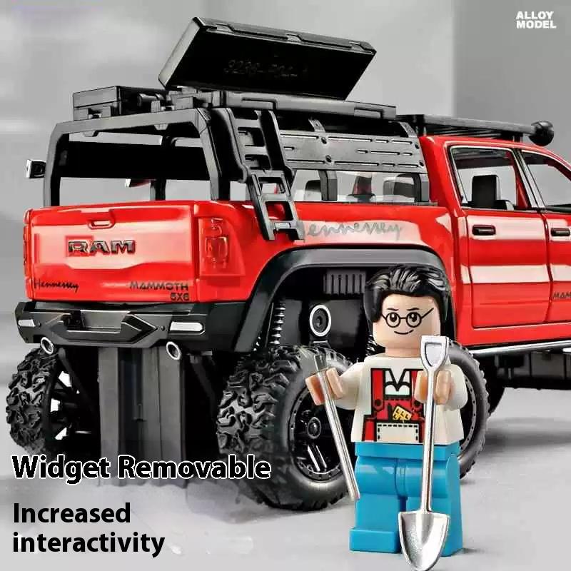 Boxed 1/32 Dodge Tyrannosaurus Rex 6X6 Pickup Truck Model, Alloy Die Cast Children's Off-Road Vehicle Toy Boy Gift