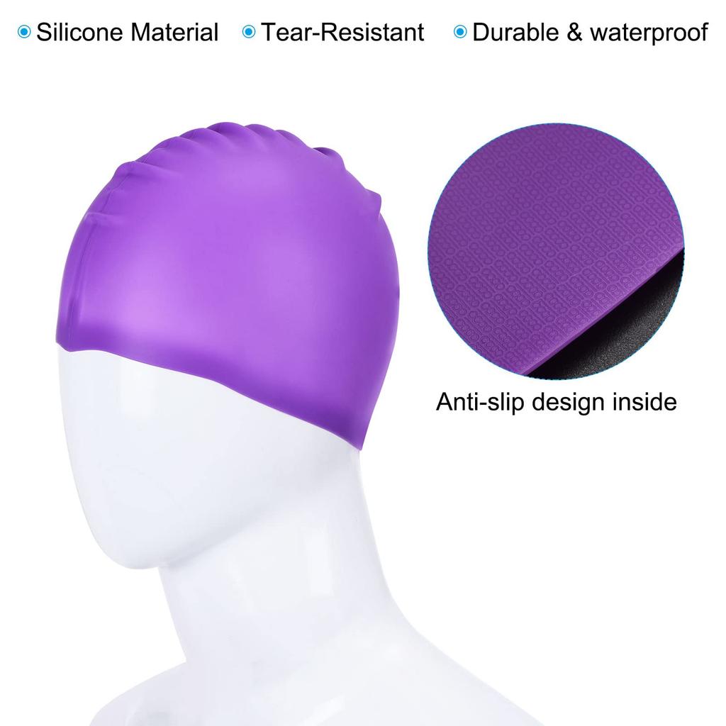 PATIKIL Silicone Swim Cap for Men and Women Non-Slip Pool