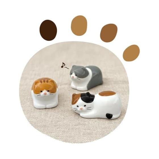 DECOLE Gorogoro Neko Chopstick Rest - Omoti (Rice Cake) - Ceramic, Approx. 27x48xh27mm