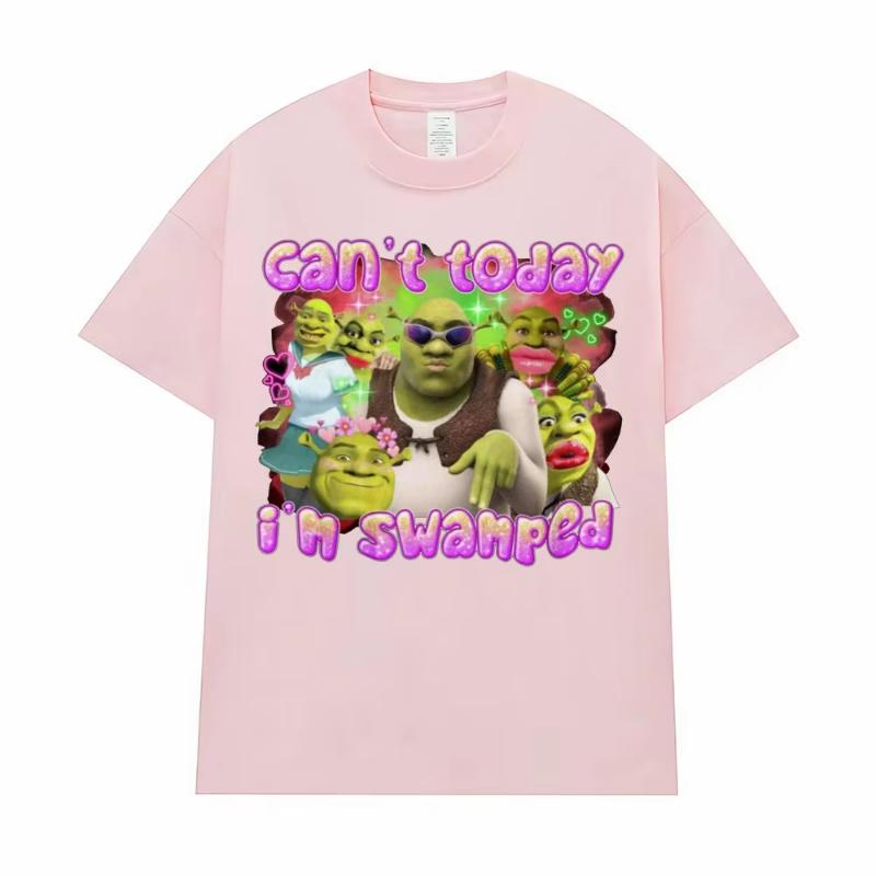 Kann heute nicht, ich bin überhäuft Lustiges Shrek Meme T-Shirt Damenbekleidung Modetrend Hip Hop Hohe Qualität Sommer Freizeit T-Shirts Unisex