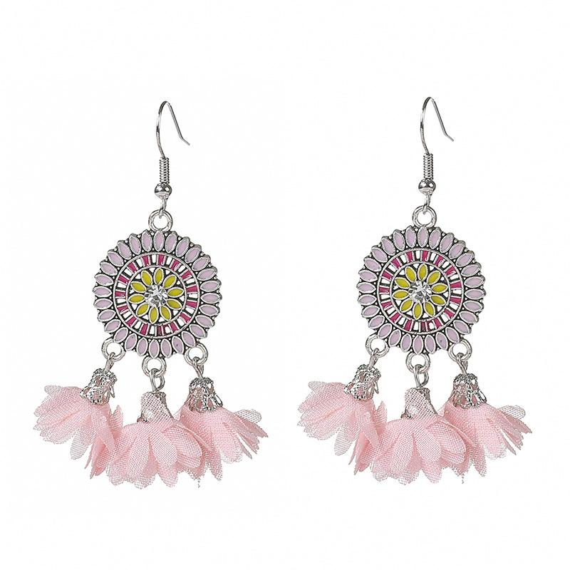 Long fringed earrings Bohemian water drop fringed earrings Ethnic vacation style stud earrings