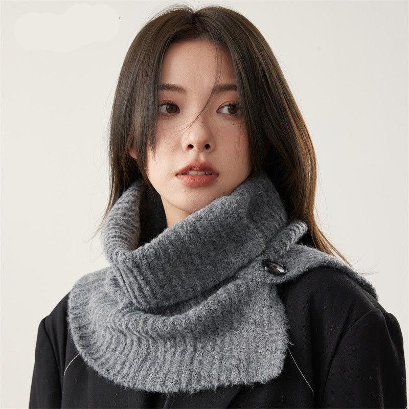 Knitted Wool Versatile Warm and Cold Neck Protection Button Shawl Neck Cover