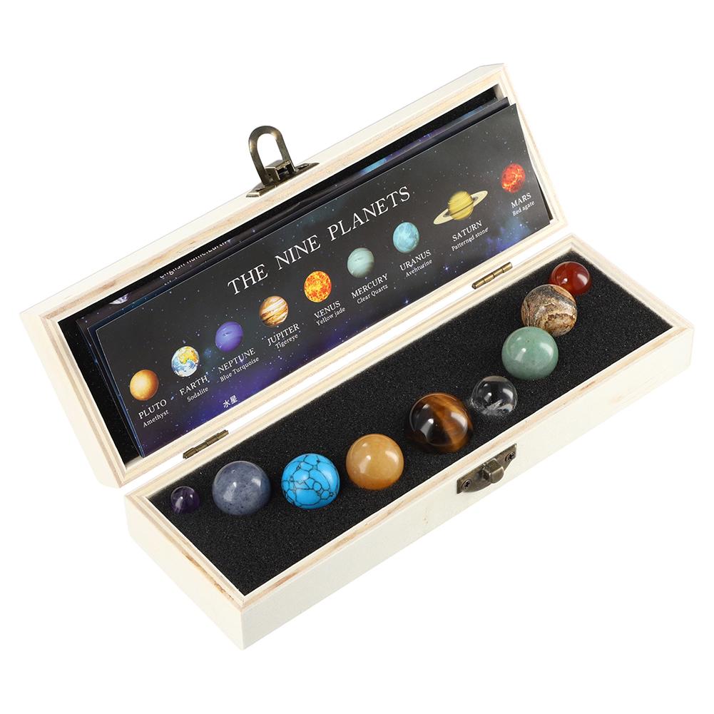Natural Crystal 9 Planets Ball Solar Sun System Rock Quartz Stones Beads Healing Reiki Chakra Energy Sphere Galaxy Model Globe