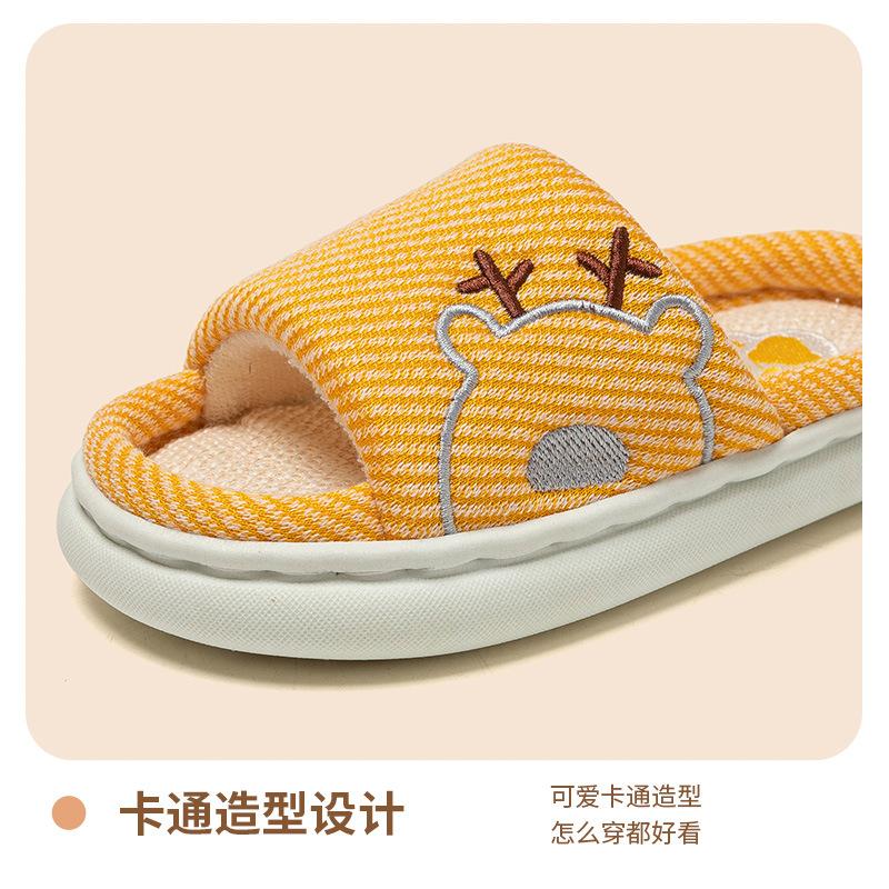 Children's linen Girls Boys Spring Autumn Summer Non-slip Cloth Bottom Home Household Indoor Baby Shoes Parent-child Adult