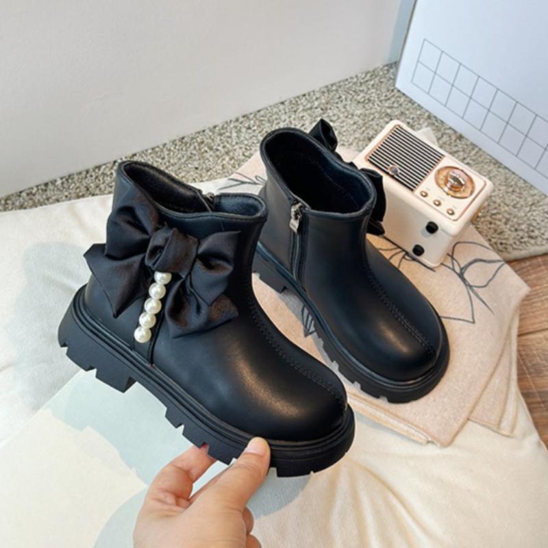 Botas Mujer  Girls' Shoes  Autumn  Kids Bow Leather Boots Comfort Anti Slip Girls' Ankle Boots Zapatos De Mujer