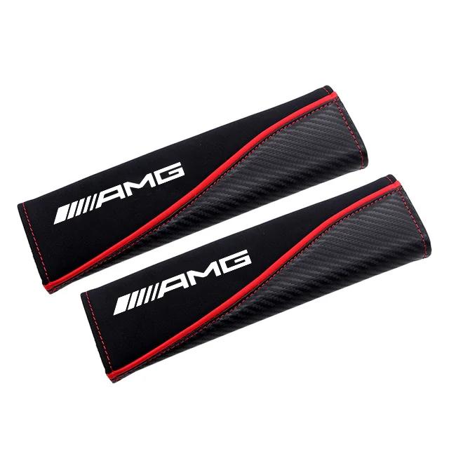 

2Pcs Car Seat Belt Suede Carbon Fiber Safety Belt Shoulder Covers for Mercedes Benz AMG W212 W204 W211W168 W213 W205 W210 W124