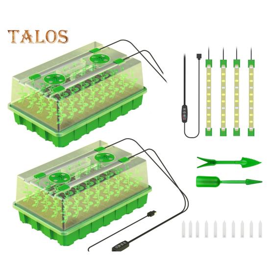 

Поддон для проращивания растений с таймером и полным спектром освещения для выращивания растений, контроль влажности, комплект поддонов для проращивания растений в мини-теплице 2pcs A