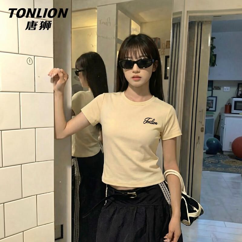 TonLion Women's Slim-Fit Letter Graphic Short Sleeve T-Shirt