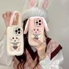 Plush Big-eared Rabbit Mobile Phone Case for Apple 16PROMAX Lens Holder 15 Autumn and Winter 11 Furry 13/14