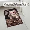Glamorous Cat Theme Soft Crystal Velvet Rug Custom Name & Text Print Non Slip Floor Rug for Bedroom Living Room