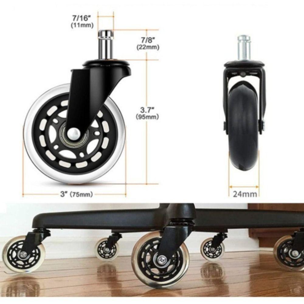 5PCS PU Rubber Caster 2.5 inch/ 3 inch Rotatable Caster Durable Universal Wheel  Home Office Chair