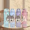 1PC Wolf Girl Letter A Combine 750ml Color Plastic Sports Water Bottle Leakproof Flip Straw Lid Suitable for Sports Office Home Use