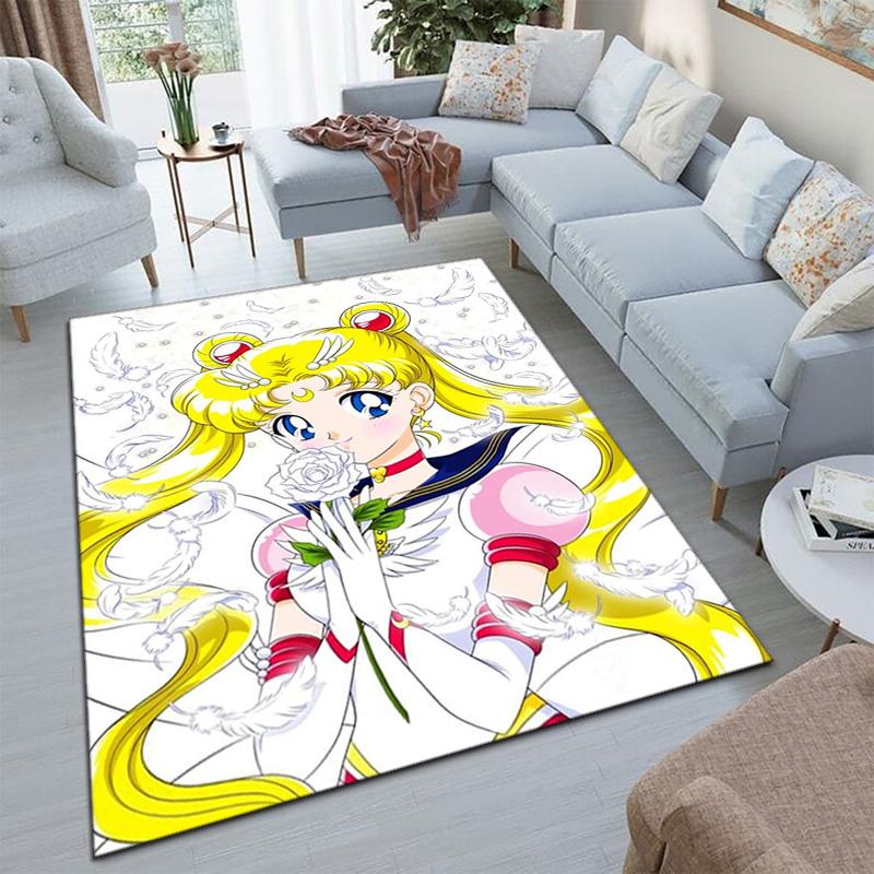 Cute cartoon theme Sailor Moon Tsukino Usagi cartoon rug Multifunctional household anti-slip decorative door mat, outdoor floor mat, and carpet Y14