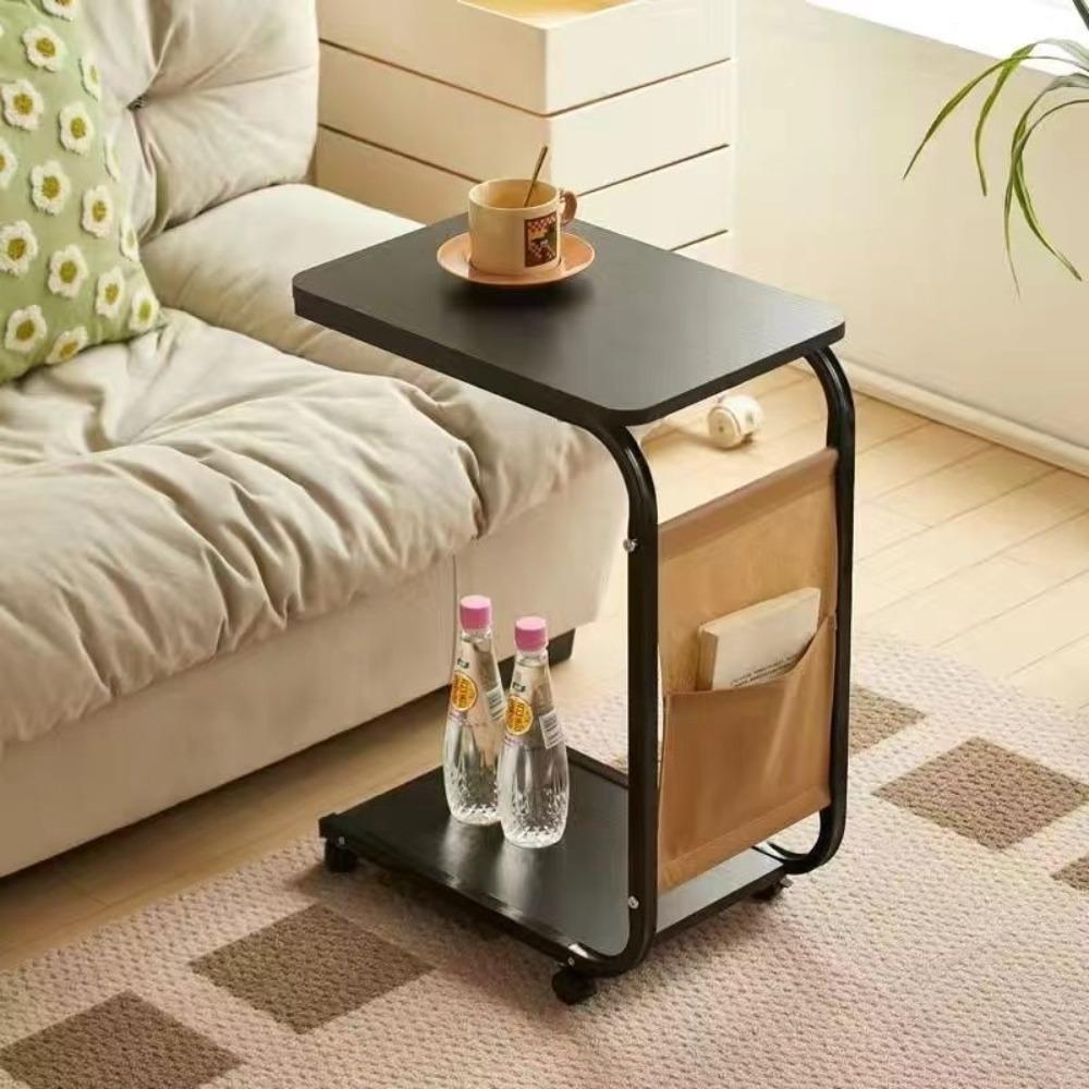 Movable Sofa Side Table 2-Tier Storage Shelf Bedside Table High Quality Coffee Table