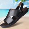 2024 Summer Men Sandals Genuine Leather Shoes Men Beach Sandals Flat Holiday Cow Leather Male Black Sandal Footwear