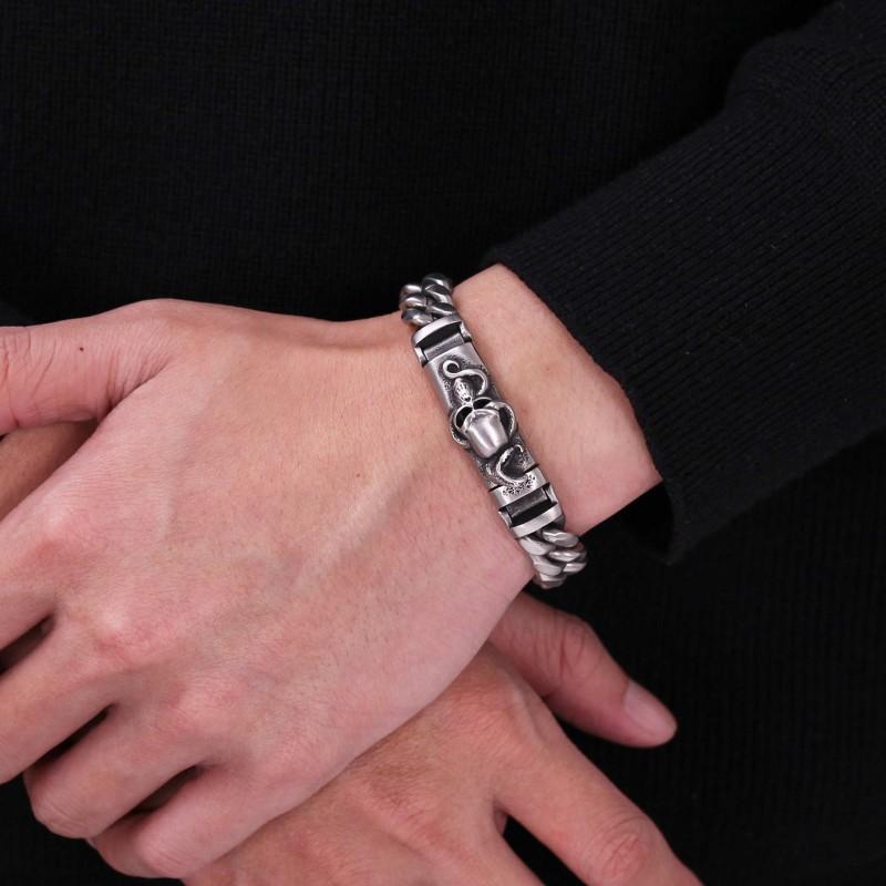 Europa Amerika Neuer Totenkopf Edelstahl Herrenarmband Tröpfelndes Parfüm Aromatherapie Mode Vielseitiger Schmuck