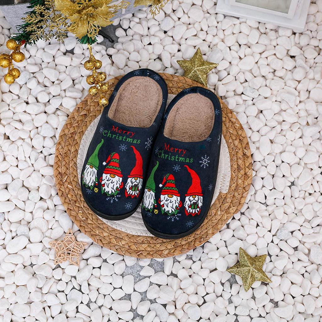 Couple Winter Christmas Indoor Home Men's And Women's Cotton Slippers Warm Thick Sole Slippers Shoes Womens Comfy Slippers
