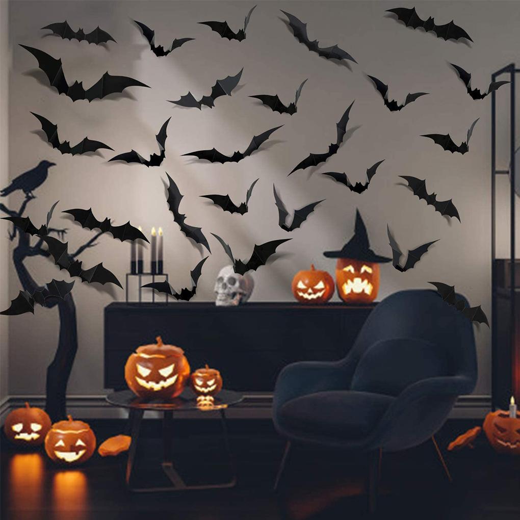12Pcs Window Stickers Halloween Party 3D Wall Decals Waterproof Animal Shape Decoration Wall Papers