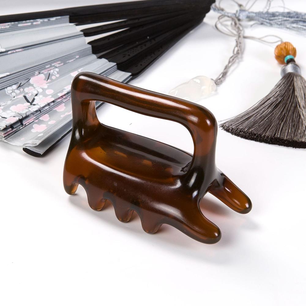 

Resin Gua Sha Massage Comb, Double-Sided Body Scraping Tool for Back Neck Face, Blood Circulation Acupressure Massager шоколадний