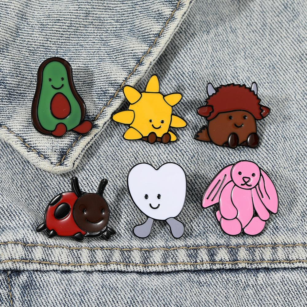 Cartoon Insect Figure Enamel Brooches Cute Funny Animal Personification Pins