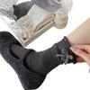Ladies Autumn Winter Warm Polka Dot Heel Bow Sleep Mid Tube Pile Socks
