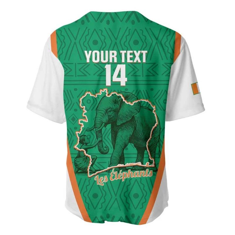 Men's Printed Ivory Coast Baseball Jersey with Elephant Pattern - Classic Men's Crew Neck Short Sleeve Baseball Jersey