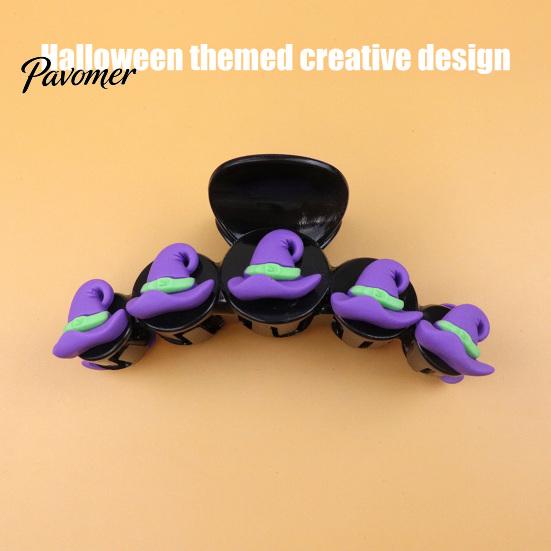 Stylish Hair Accessories for Festivals Halloween Claw Clip Women Girls, Cute Witch Hat/Pumpkin/Ghost Pumpkin Decorative Plastic Clips, Non-Slip