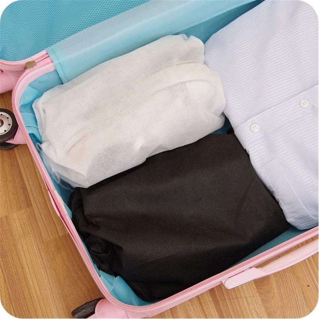 Travel Pouch Portable Tote Drawstring Storage Bag Non-Woven Dustproof Drawstring Clear Shoes Bag Travel Accessories Organizer