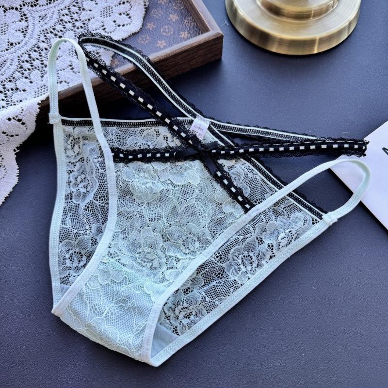 Ladies Spring Summer Sexy Pure Desire Cutout Temptation Cross Lace Deep V Panties