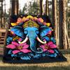 1pc Elephant Art Print Print Outdoor Blanket, Lightweight Polyester,