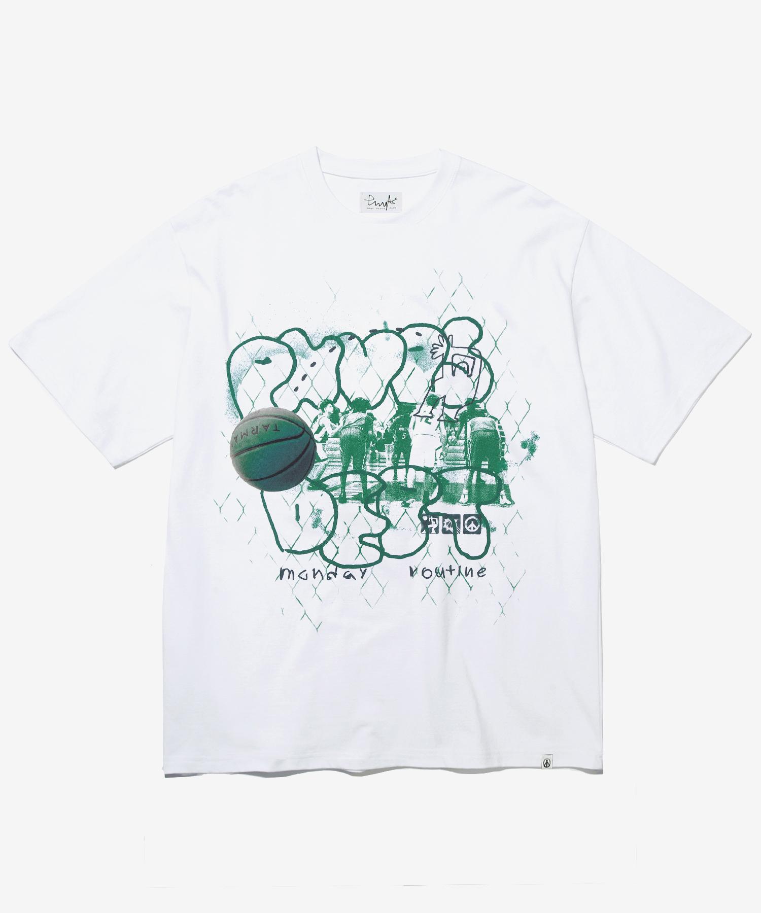 Physical Department Basketball College Short Sleeve T-Shirt_White White/S