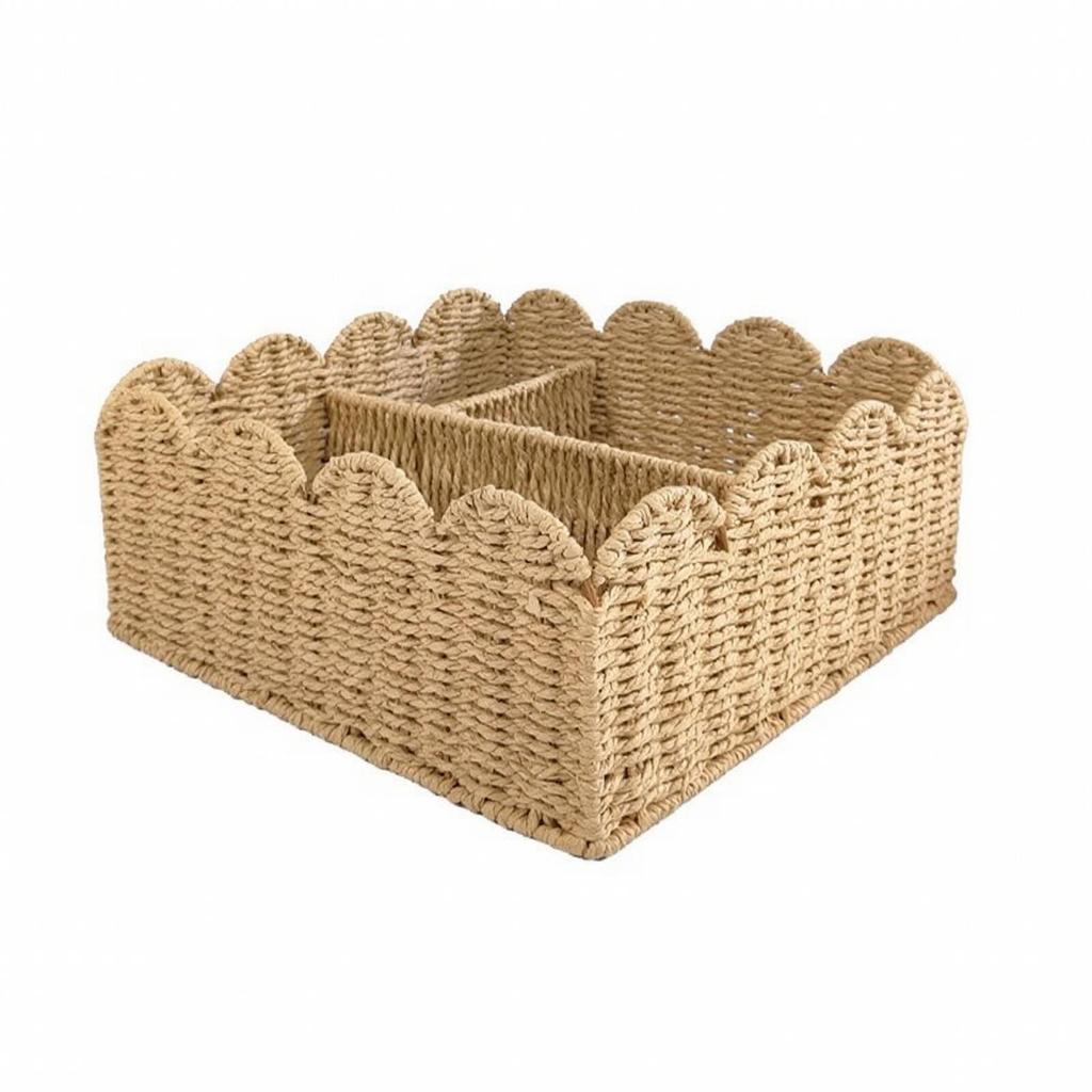 Divided Storage Basket Natural with Interior Organized for Shelf