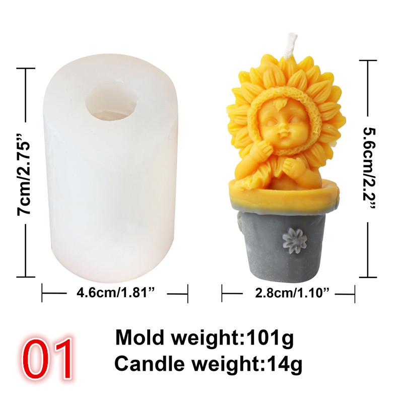 Mini Flower pot baby silicone mold-Cute baby candle Scented candle mold-diffusing stone plaster baby mold-mold for candle making