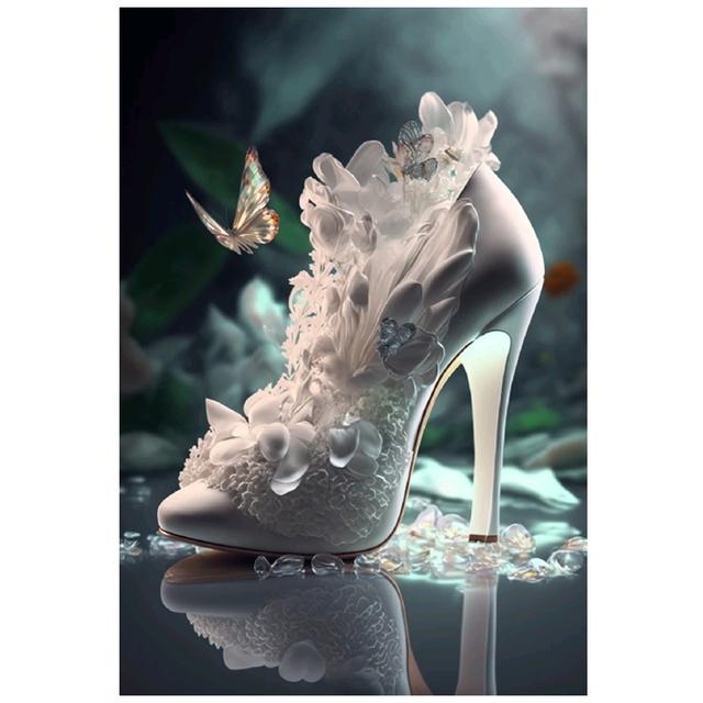 5D DIY Diamond Painting New Arrival White High Heel Butterfly Diamond Mosaic Embroidery Cross Stitch Kit Home Decoration