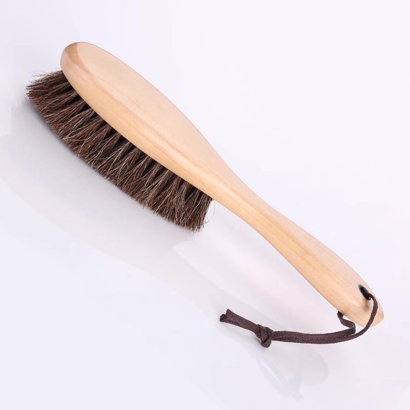 Massivholz Rosshaar Kleiderbürste Bürste mit langem Griff Kleiderreinigung Schuhbürste Rosshaar Schuhbürste